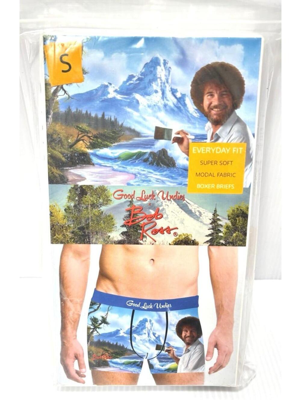 Mens Bob Ross Happy Mountain Underwear Small Novelty Graphic Briefs Brand New